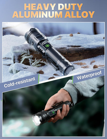 Esgofo Rechargeable Flashlights High Lumens 2000 2 Modes High/Low, Super Bright Magnetic LED Flashlight Long Distance 3280FT, Powerful Long Lasting Strong Flash Light USB C with Clip for Hiking