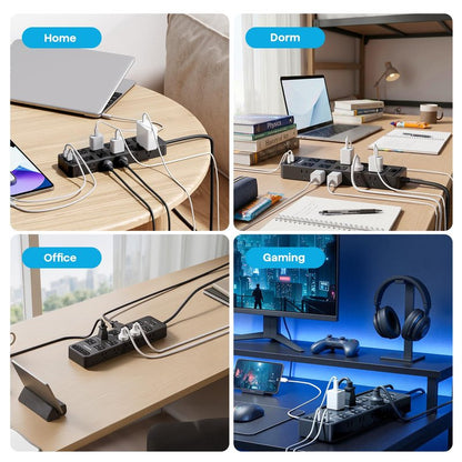 Solidock 20AC Power Strip with USB Ports, Heavy Duty Surge Protector Power Strip 15 Amp, 6Ft Extension Cord with Multiple Outlets