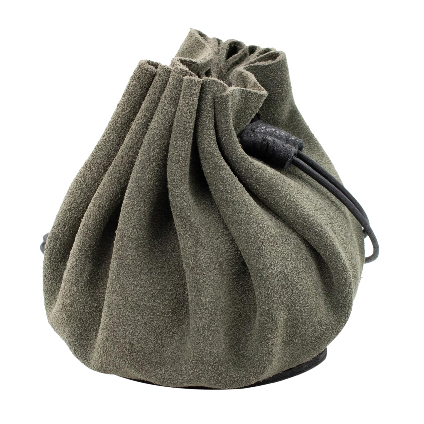 Mythrojan medieval leather pouch suede drawstring belt bag for larp, viking, renaissance cosplay, coin & jewelry waist purse- dark green, 4.9" x3.5"