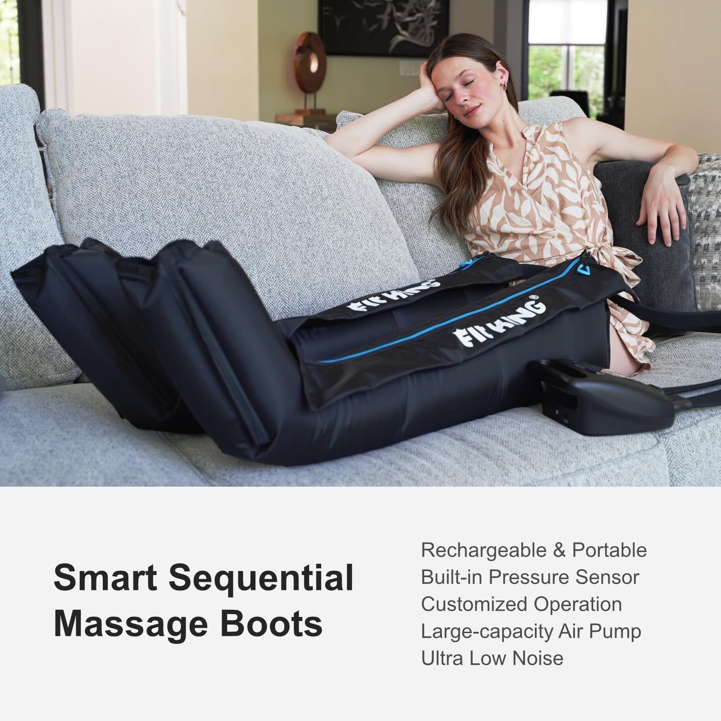 FIT KING Air Compression Recovery System, Cordless Full Leg Massager with Dynamic Pressure, Fast Recovery for Athletes (Medium)