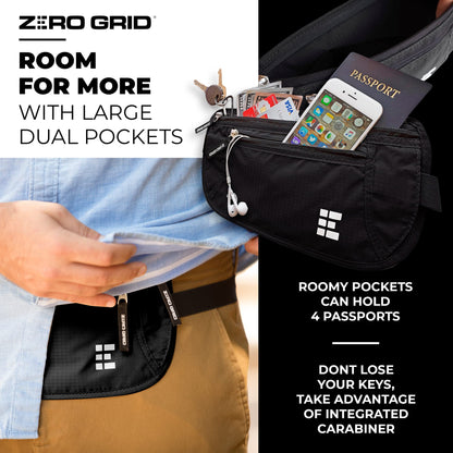 Money Belt for Secure Travel - RFID Blocking Slim Passport Holder - Hidden Waist Pouch for Cash, Credit Cards, Documents - Concealable Under Clothes, Water-Resistant Travel Belt for Men and Women