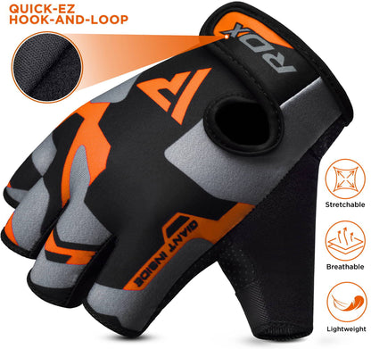 RDX Weight Lifting Gloves Women Fitness Workout, Anti Slip Padded Palm Grip Protection, Elasticated Breathable, Powerlifting Gym Bodybuilding Strength Training, Half Finger, Cycling Calisthenics