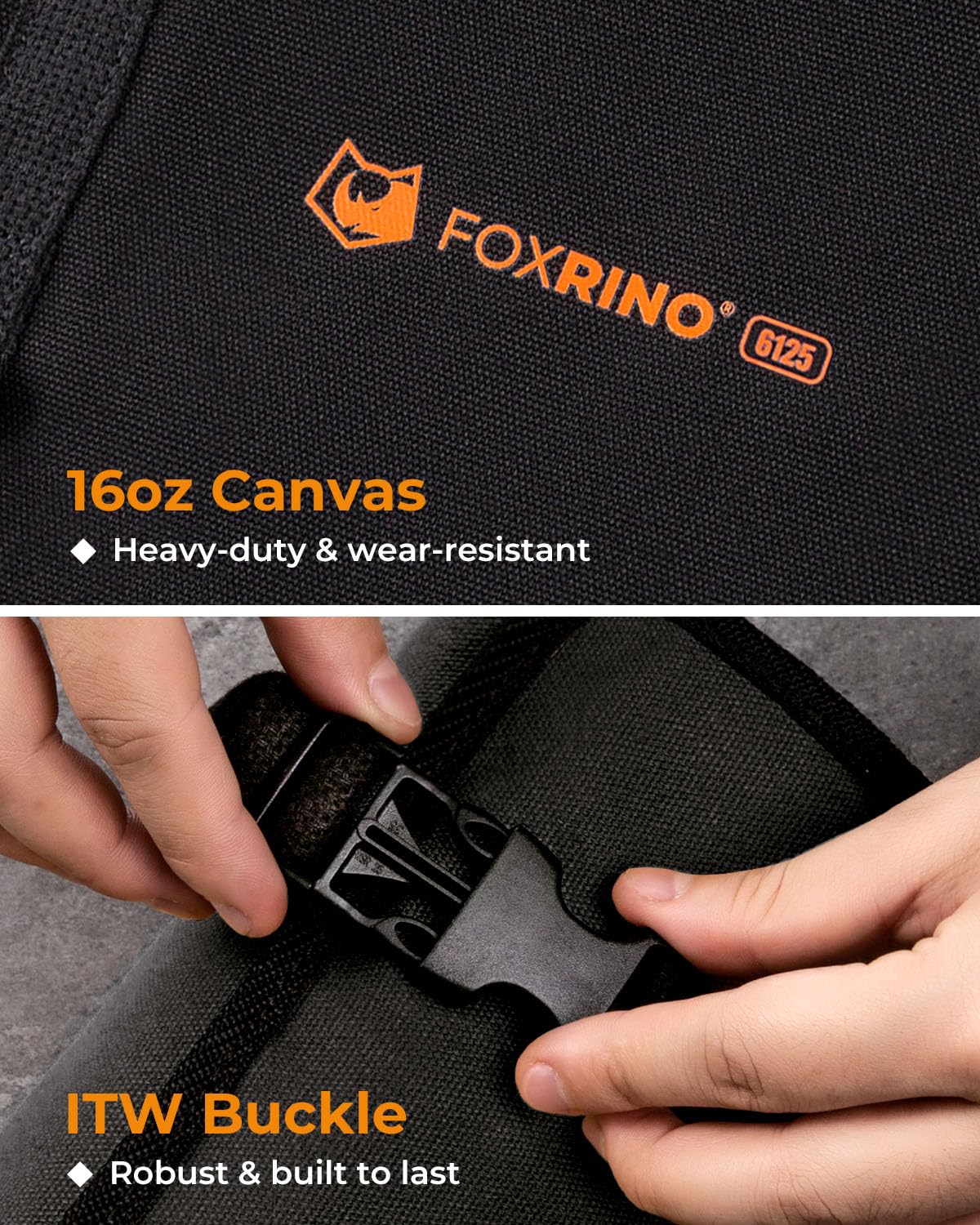 Foxrino Wrench Roll, Wrench Roll Up Pouch, 19-Pocket Heavy Duty Canvas Wrench Organizer Bag for Metric Combination Wrenches, Portable Tool Roll Bag, Gifts for Men for Fathers Day(Black, 19+1 Metric)