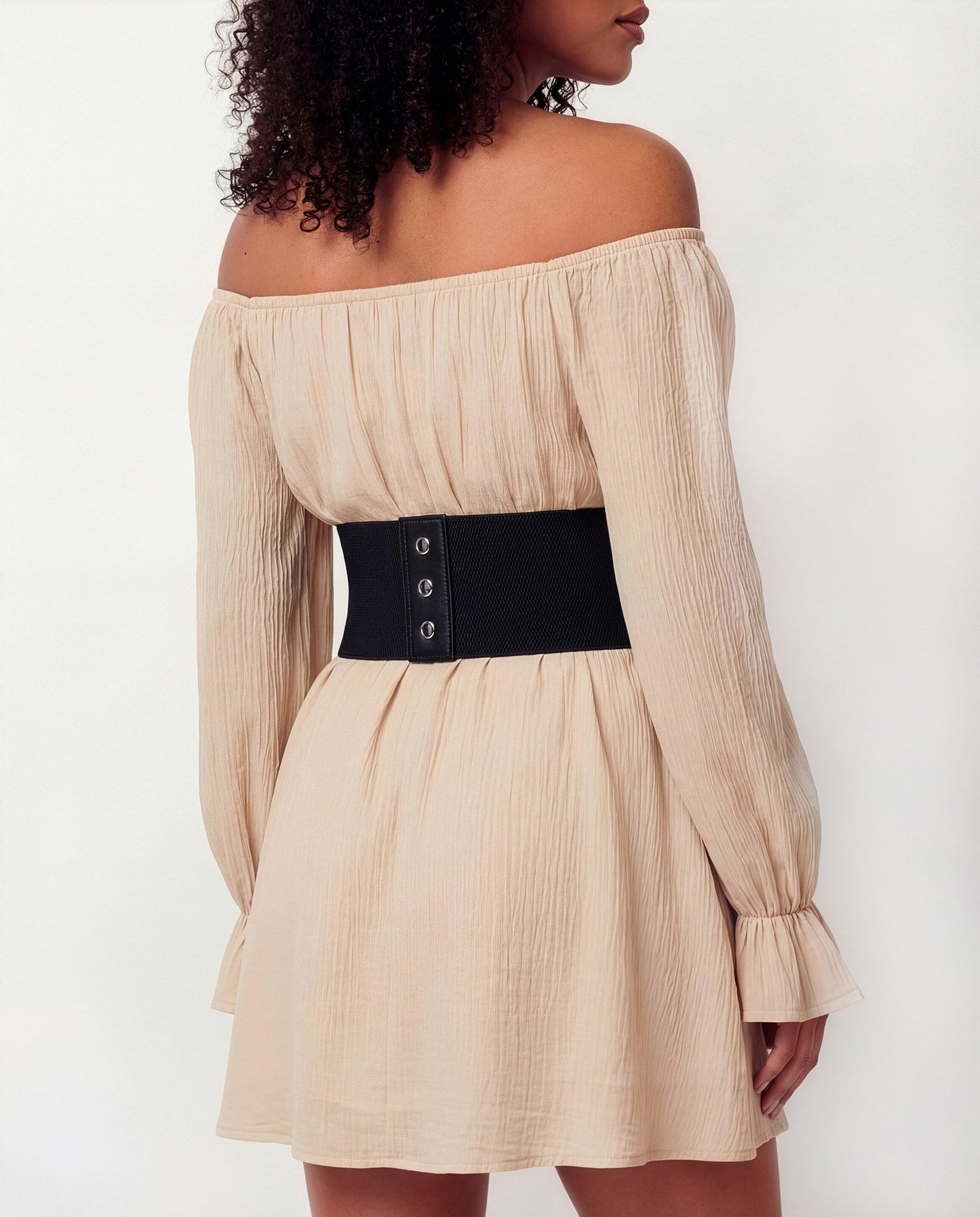BlackButterfly 5.5 Wide Corset Waspie Elastic Lace Belt (Black, S)