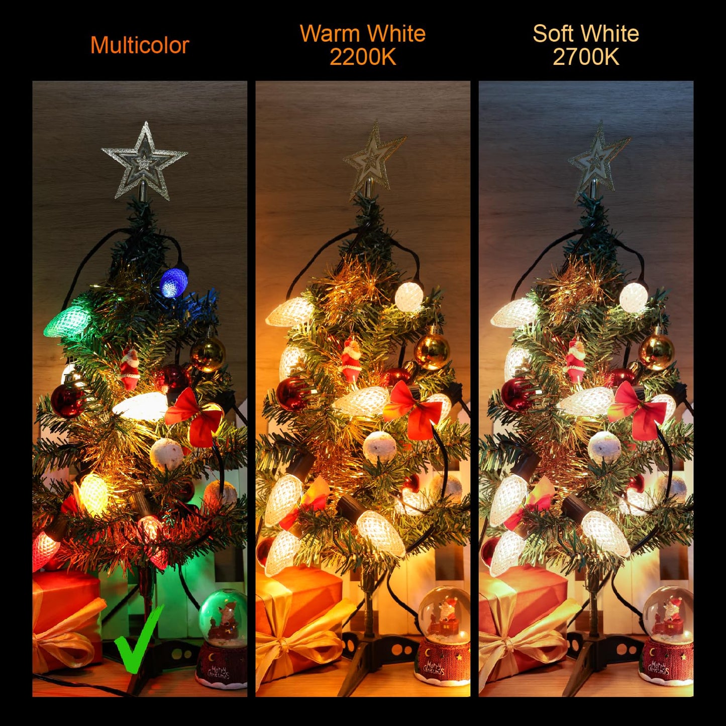 EMYMLITE 50 Pack Multicolor C9 LED Christmas Light Bulbs, Waterproof E17 Base Bulbs, Commercial Grade C9 LED Outdoor Christmas Bulb for Roof House String Lights.