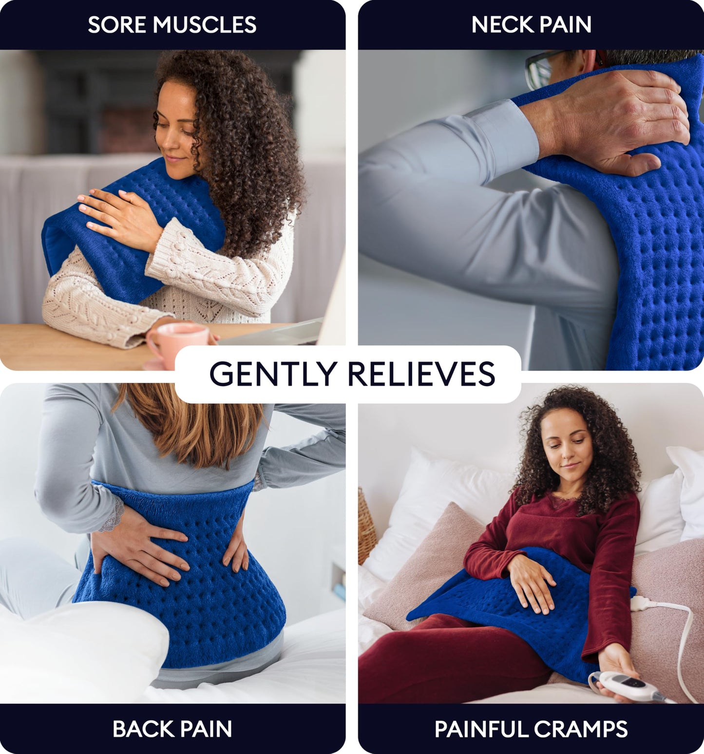 GENIANI Electric Throw - XL Electric Heating Pad for Back Pain & Cramps Relief, Birthday for Women Men Auto Shut Off, Machine Washable, Heat Pad for Neck & Shoulder, 12×24", Tabby Gray