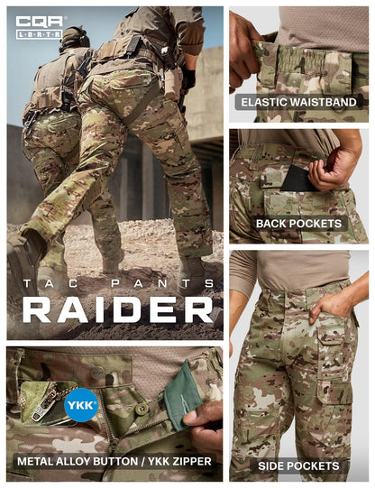CQR Men's Tactical Pants, Water Resistant Ripstop Cargo Pants, Lightweight EDC Work Hiking Pants, Outdoor Apparel, Duratex Mag Pocket Utility Camo, 40W x 32L