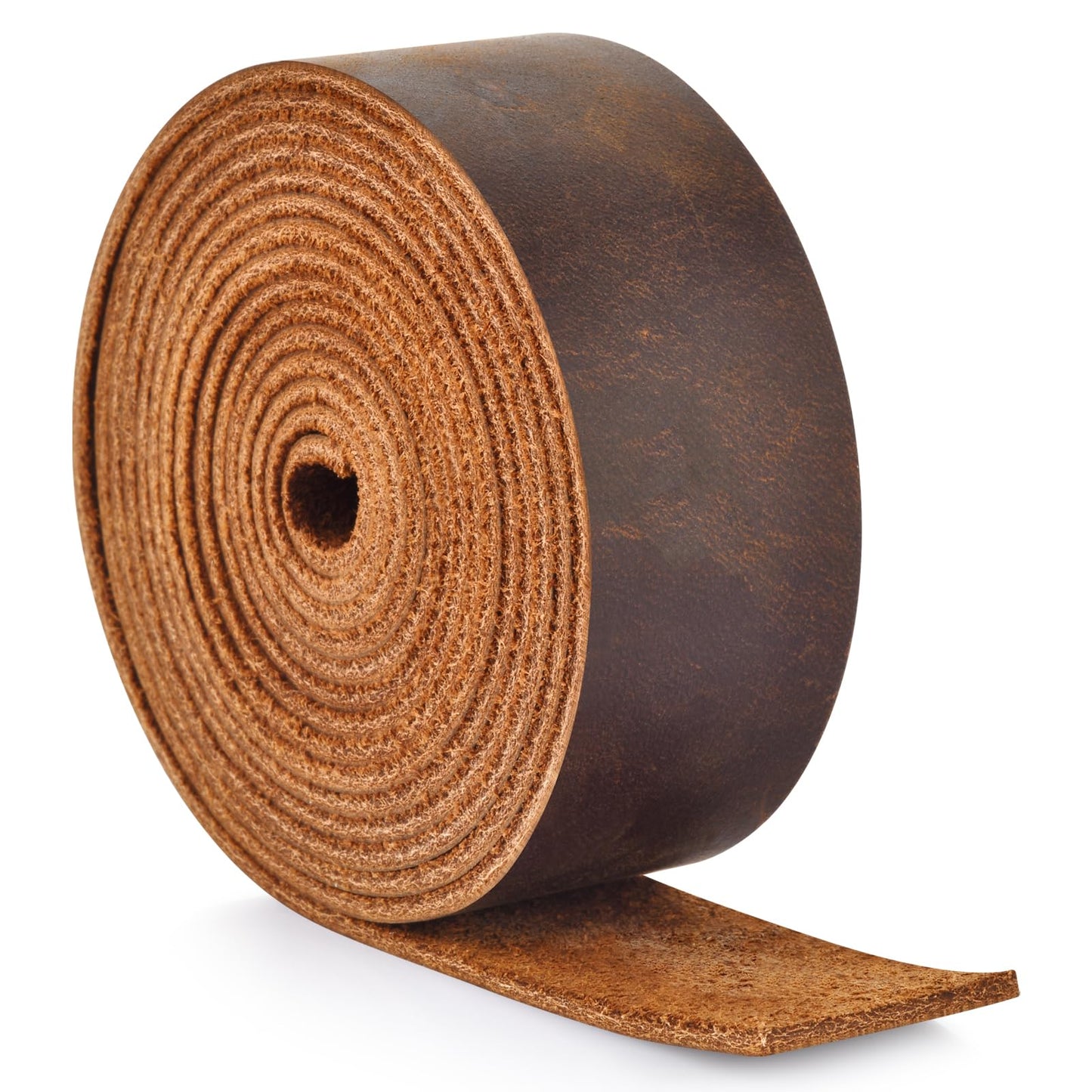 Leather Strap 1 Inches Wide Flat Leather Strips, Genuine Full Grain Cowhide Oil Tan Leather Strip for DIY Craft Projects, Tooling, Belt, Garden Tools (2.2mm Thick_65-72 Inches Lengths_DK Brown)