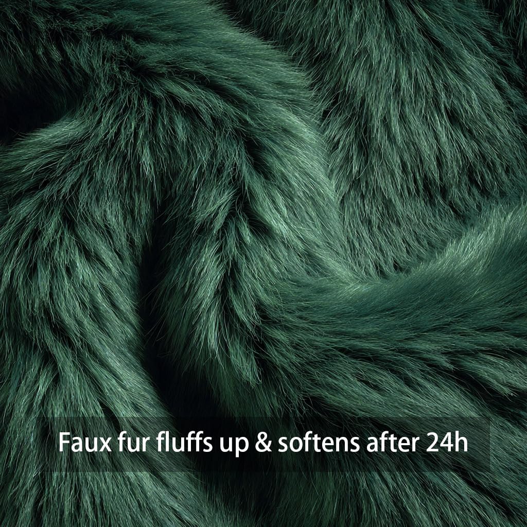 4TH Emotion Christmas Tree Decorative Lumbar Pillow Covers 12x20 Set of 2, Green Soft Plush Faux Fur Farmhouse Throw Cushion Cases for Xmas Winter Holiday Home Decorations