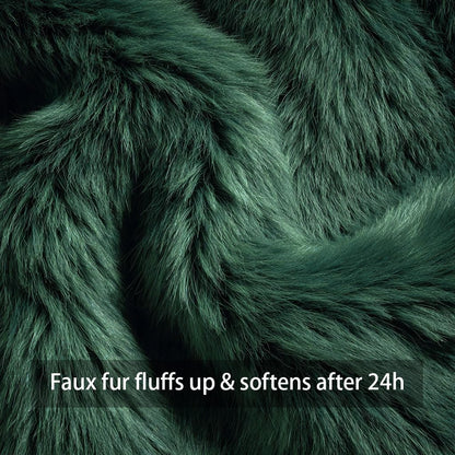 4TH Emotion Christmas Tree Decorative Lumbar Pillow Covers 12x20 Set of 2, Green Soft Plush Faux Fur Farmhouse Throw Cushion Cases for Xmas Winter Holiday Home Decorations