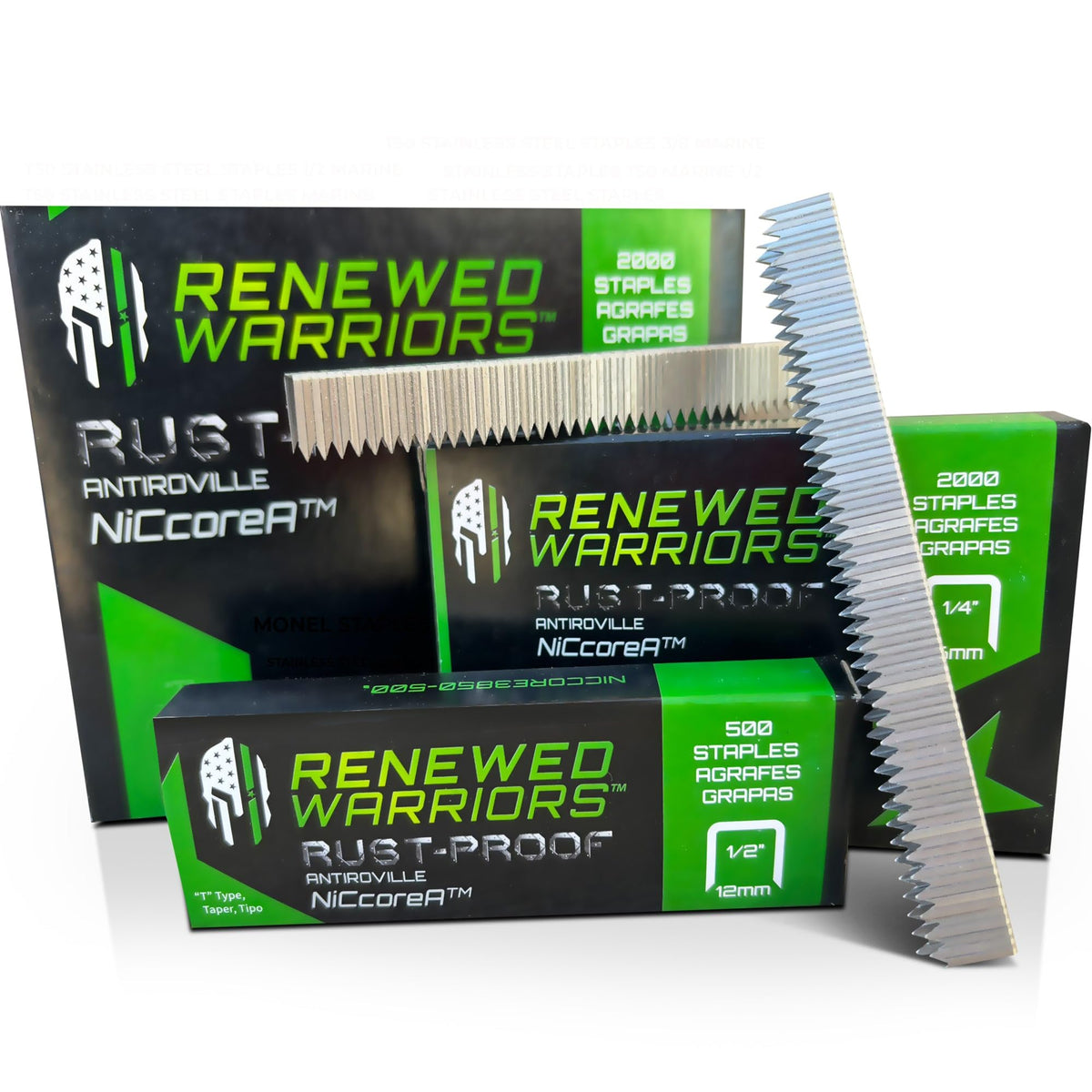 NiCcoreA Rustproof Staples T50 (Both 3/8" Crown & Leg) Outperforms T50 Stainless Steel Staples 3/8 Marine; Marine Grade & Stronger Than Monel - (2000 Count Pack)