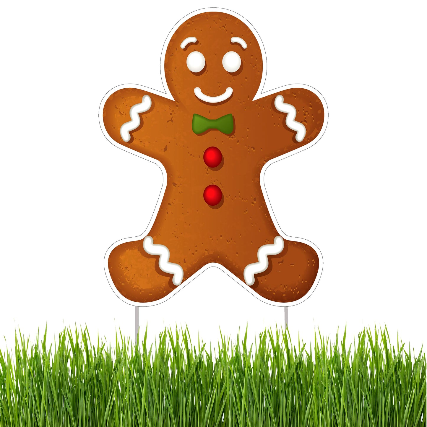 Rogue River Tactical Gingerbread Man Merry Christmas Classic Yard Sign for Home Decor and Lawn Decoration With Stakes - Happy Holidays, XMAS, Santa Claus