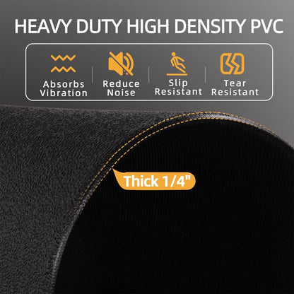 BalanceFrom High-Density Gym Equipment Floor Mat, 1/4-Inch Thick PVC – Non-Slip Flooring for Treadmill, Stationary Bike, Elliptical Trainer, Weight Bench, and Heavy Exercise Machines