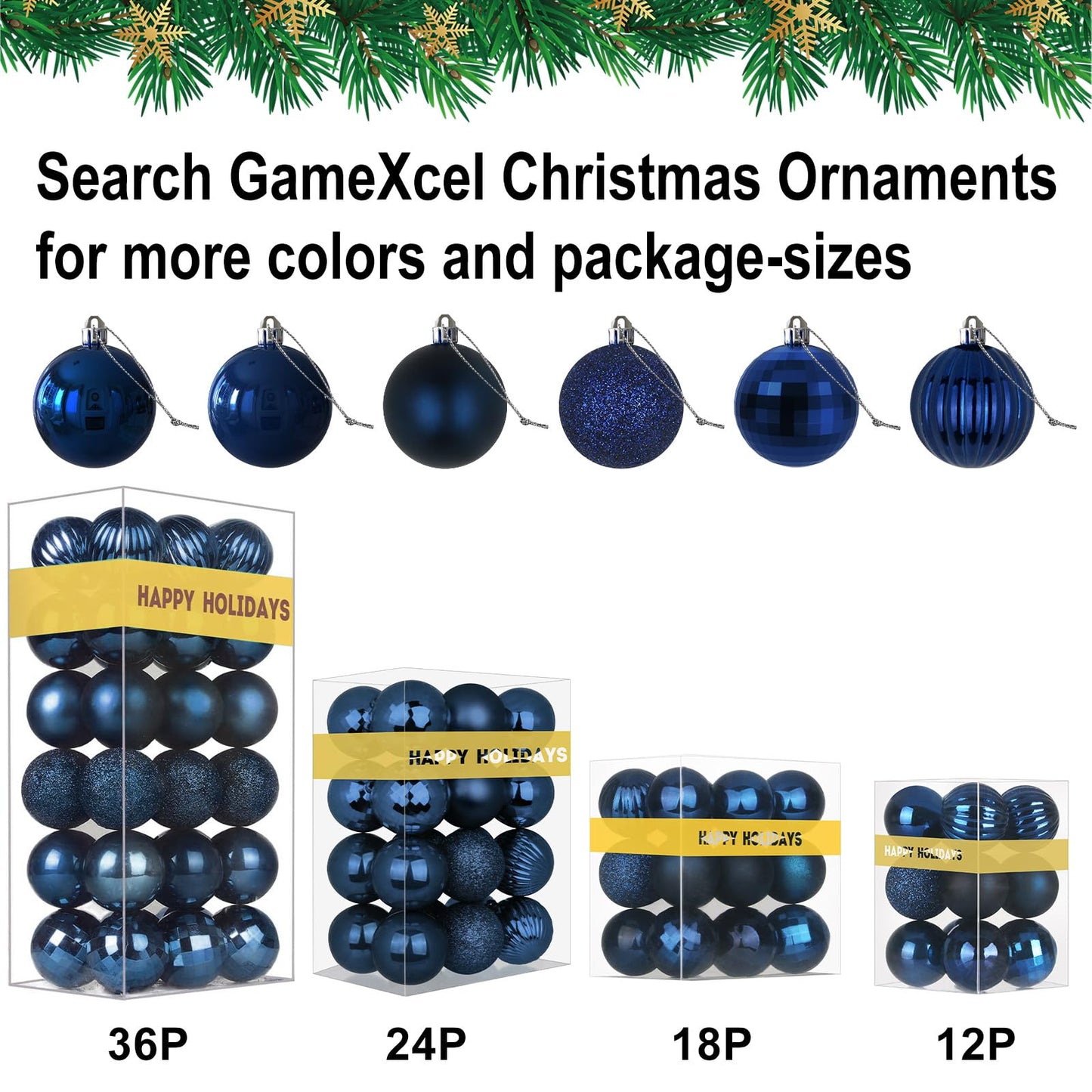 Navy Blue 8.0" Extra Large Christmas Balls Ornaments - Christmas Tree Decorations Shatterproof Shiny Hanging Balls for Birthday Holiday Wedding Decorations Set of 2pcs