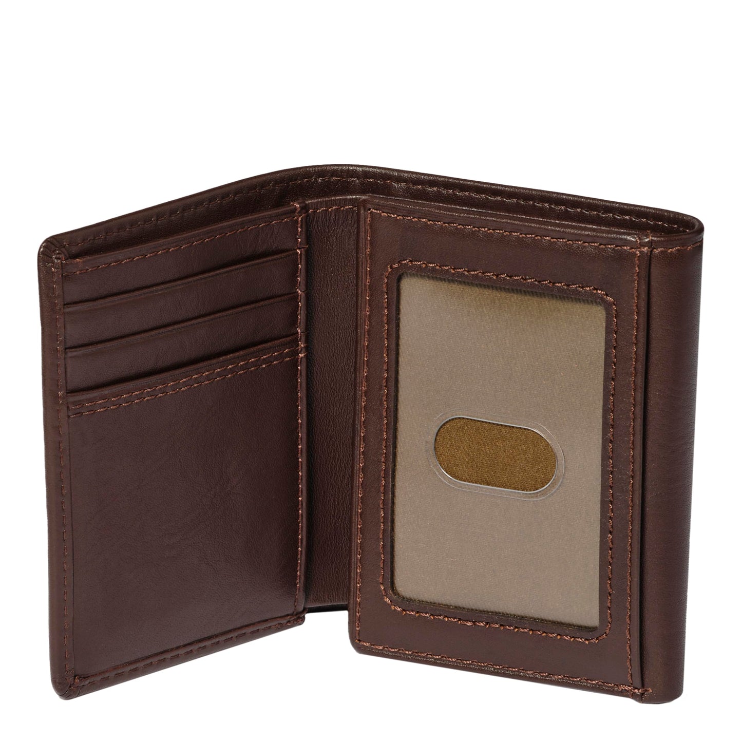 House of Jack Co. Dutton Men’s Leather Trifold Wallet, RFID Blocking Wallet with Flip-Out ID Window, Full Grain Cowhide Wallet, Extra Card Storage, Brown