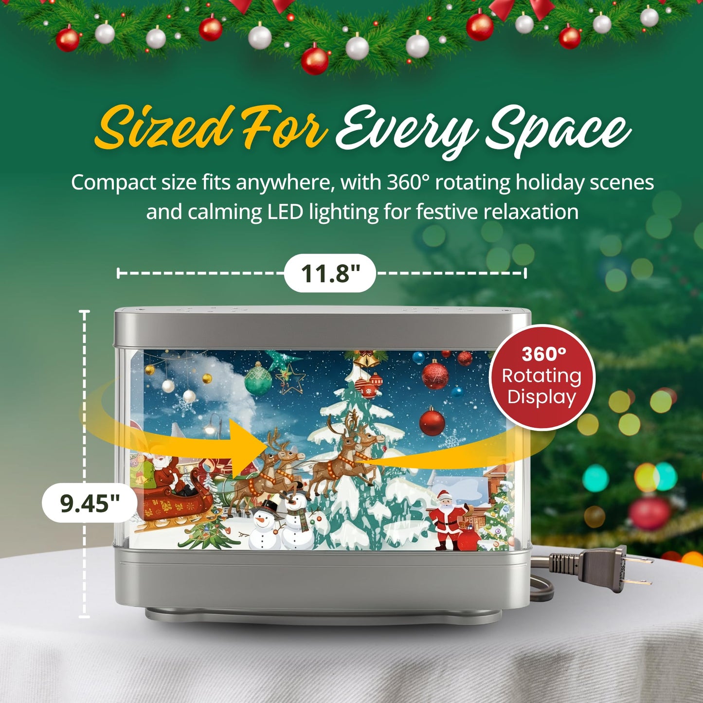 Linda's Essentials Christmas Moving Lamp – LED Holiday Decorative Table Lamp, Festive Winter Scene Night Light for Home Décor, Acrylic Display Lamp
