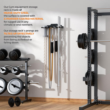XZHXFX Gym Home Storage Rack, Multi-Purpose Heavy Duty Rack for Resistance Bands, Jump Ropes, Lifting Belt, Fitness Bands, Barbells, Home Gym Accessories Hanger with 6 Hooks