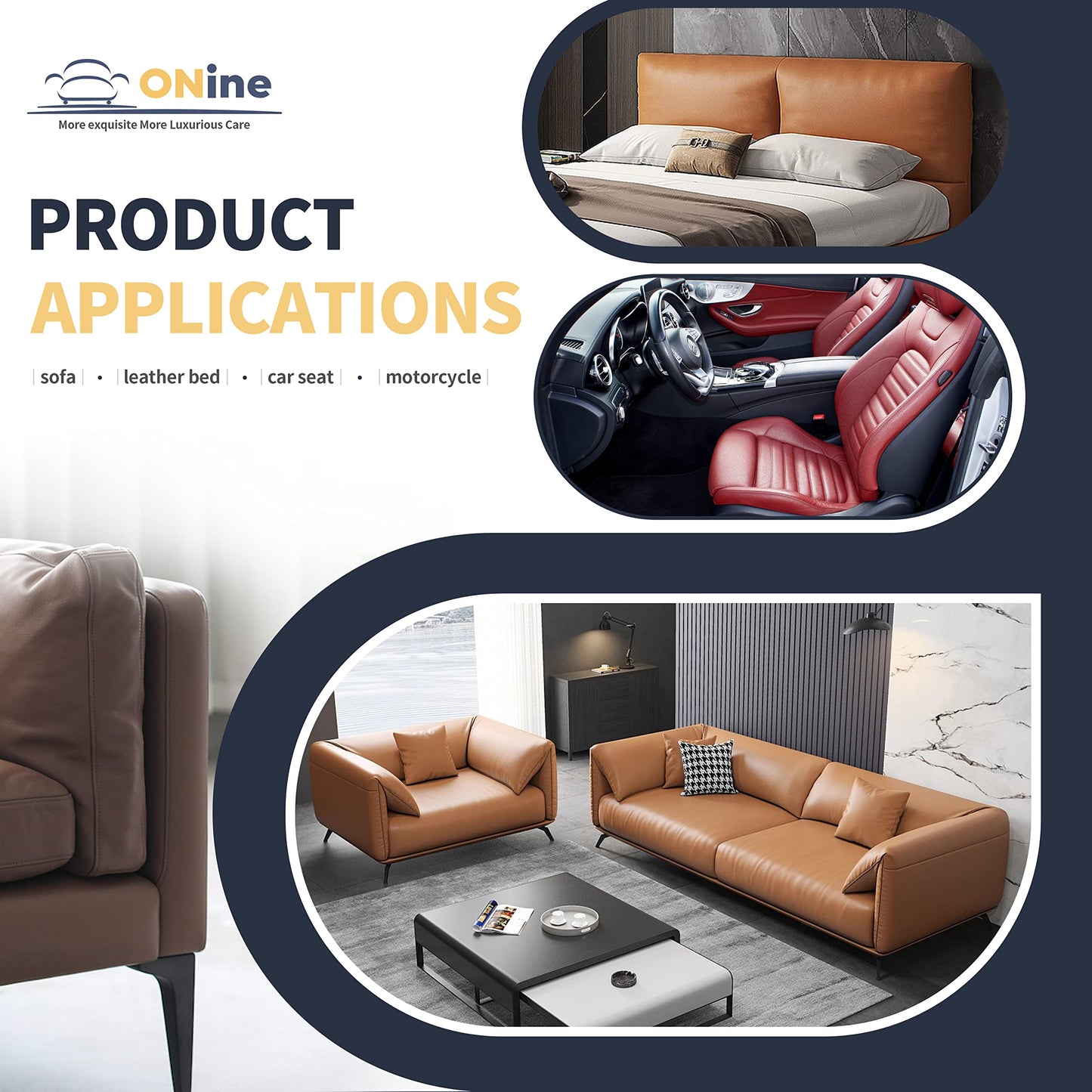 ONine Leather Repair Patch，Leather Repair Tape, 16 x 48 inches Leather Repair Patch for Furniture,Vinyl Repair kit，Leather Couch Patch，for Sofas, Furniture, car Seats(Dark Brown)