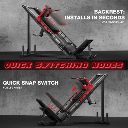 JELENS Leg Press Hack Squat Machine, Leg Machine for Home Gym with Linear Bearing, L11 Professional Adjustable Leg Exercise Machine, Lower Body Workout (Red, Classical)