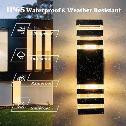 2Pack 15inch Outdoor LED Wall Lights,4000K Day White Outdoor 18W Wall Light Aluminum Body Waterproof IP65 led Porch Light for House Patio Garage Garden.(No Sensor)