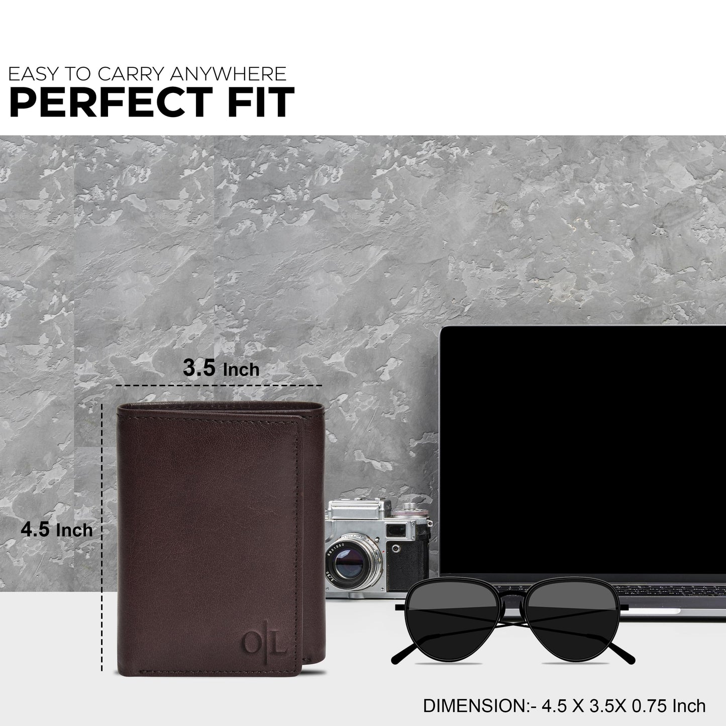 Real Leather Mens Trifold Wallet RFID Blocking Slim Minimalist Front Pocket - Thin & Stylish with ID Window in Gift Box