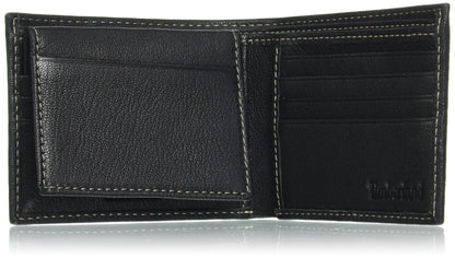 Timberland Men's RFID Blocking Wallet – Genuine Leather Passcase with Removable ID Holder, 6 Card Slots, 2 Billfold Pockets, Slim Design, Black, One Size