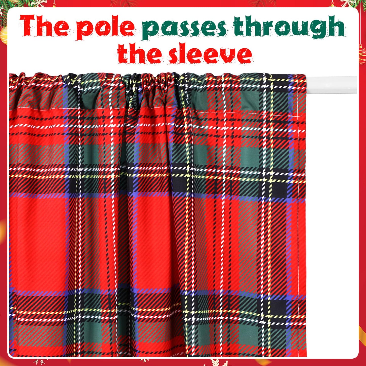 Fanfanwin Red Plaid Curtains 52" w x 63" L Red and Black Green Buffalo Tartan Plaid Curtain Farmhouse Xmas Window Drapes for Living Room Bathroom Home Decoration