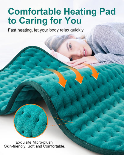 Heating Pad for Back Pain Relief with 6 Heat Settings, 4 Auto-Off, Gifts for Women Mom Men Dad, Electric Heating Pads for Cramps/Abdomen/Waist/Shoulder, Moist Dry Heat Options, 12" x 24"
