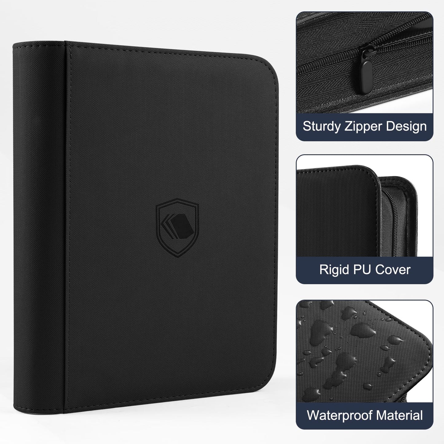 Toploader Binder, Holds 360 Toploader, 100 Toploaders INCLUDED, 9-Pocket PU Cover Top Loader Binder for 3" x 4" Rigid Toploaders, Ringless Double-Sided Toploader Card Binder for TCG, Sport Cards