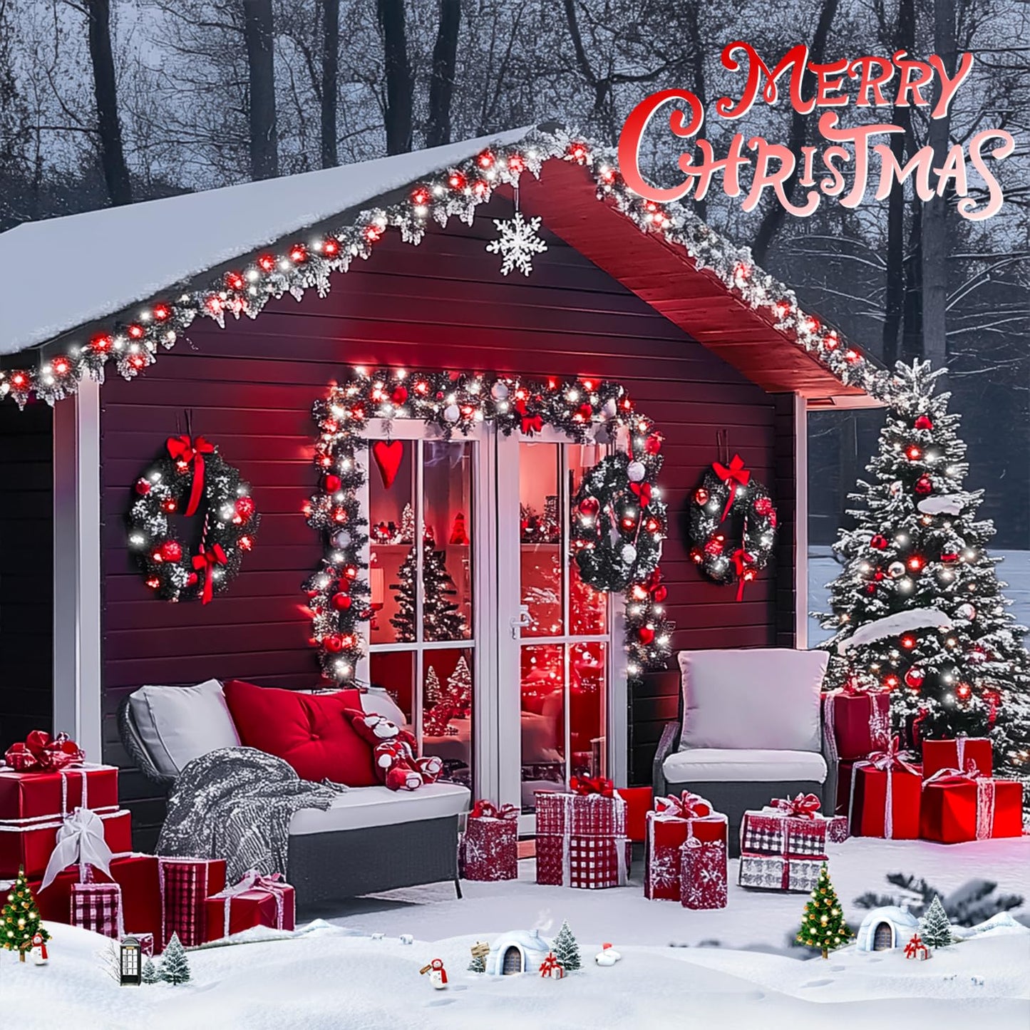 JMEXSUSS 66ft 200 LED Red and White Christmas Lights, Outdoor String Plug-in, Expandable for Tree Outside Party Home Decorations