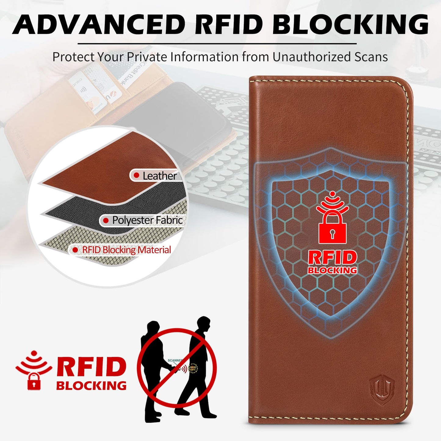 SHIELDON Genuine Leather Wallet Case for Galaxy S25 6.2" 2025, Retro Brown