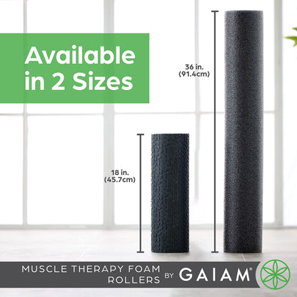 Gaiam Restore Foam Roller for Muscle Massage - 36" Long Foam Roller, Deep Tissue Muscle Massager for Sore Muscles & Stimulation - Total Body Pain Relief, Back, Neck, Foot, Calf, Leg, Arm - Grey