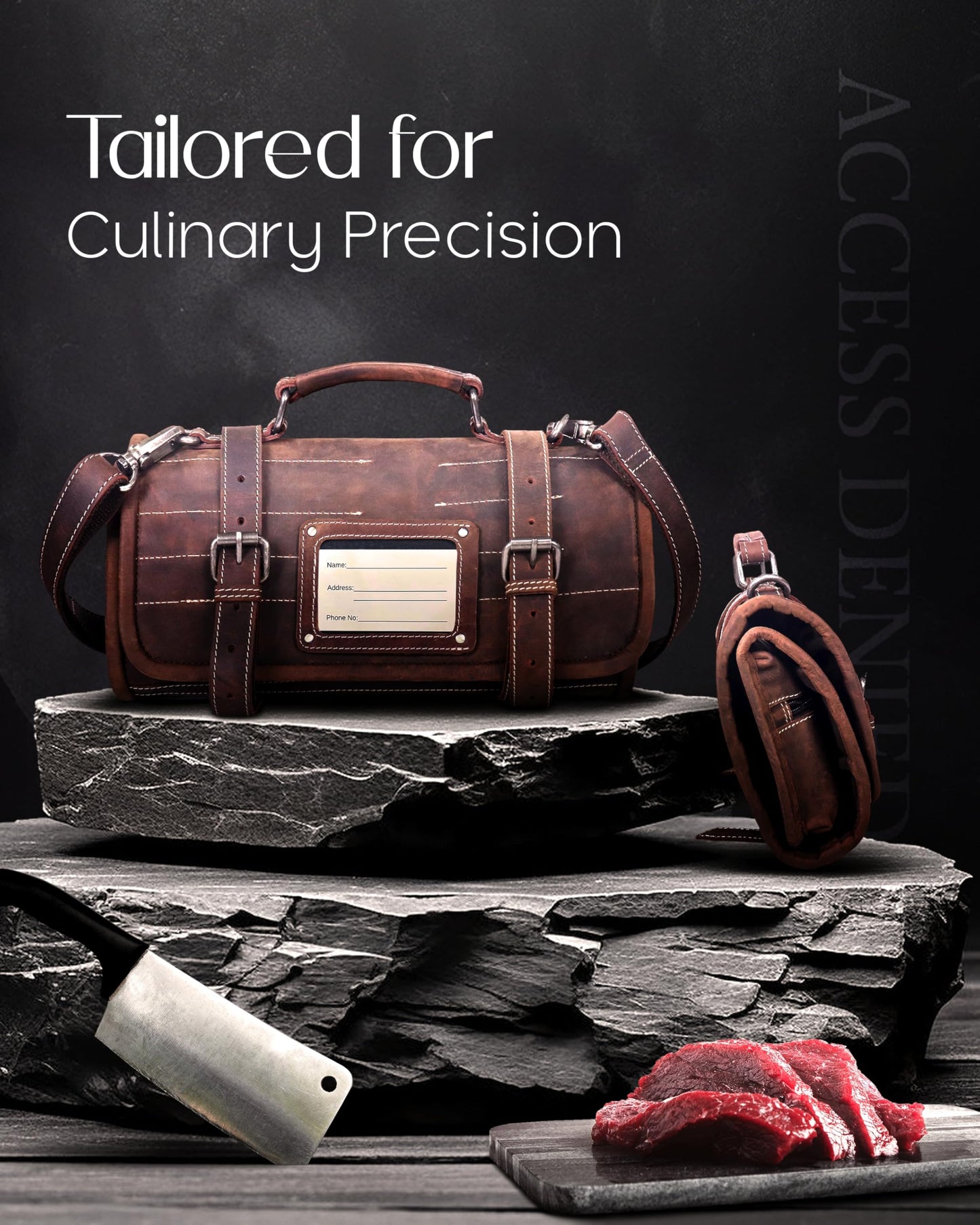 Leather Knife Roll Bag for Chefs Large - Professional Bag for Men and Women | Carrying Case with 14 Slots | Gifts for Him | Travel Accessories for Christmas and Thanksgiving
