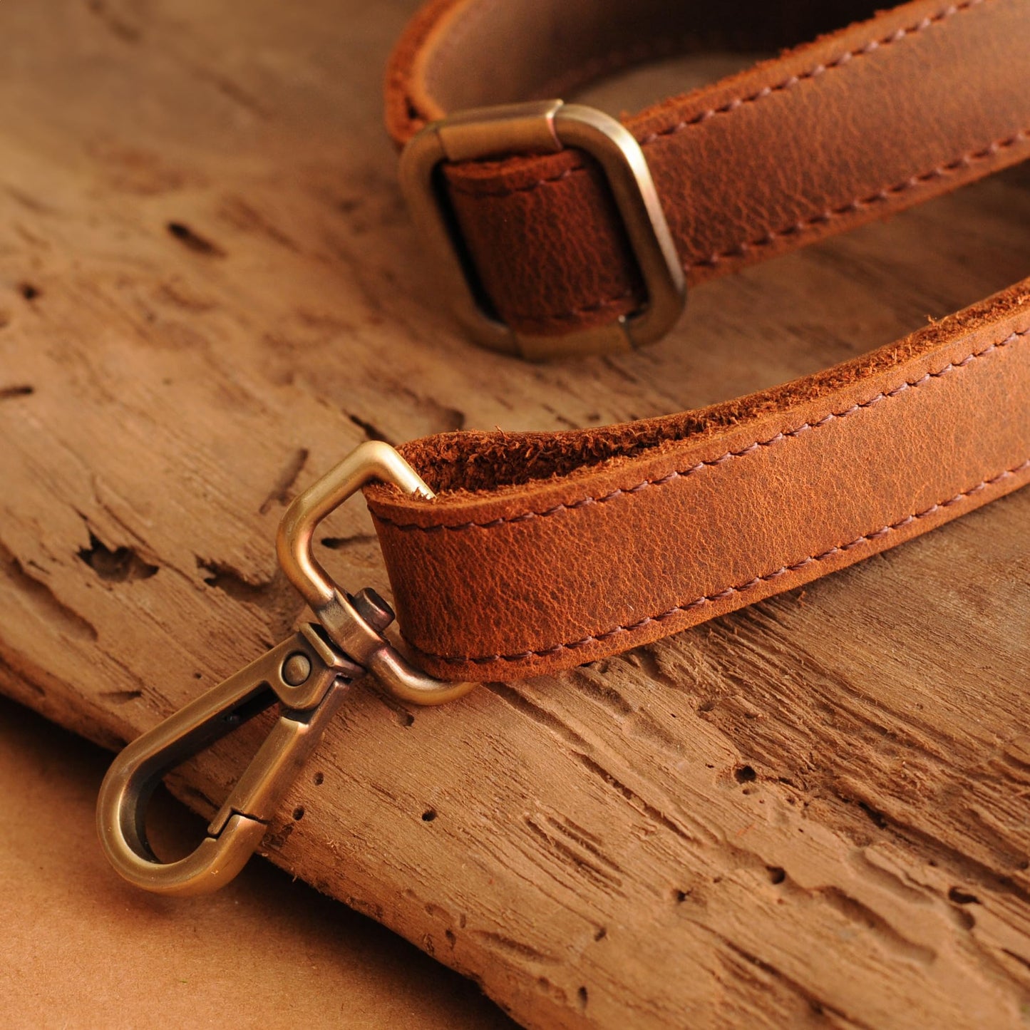MayaCraft Full Grain Leather Replacement Strap for Handbags, Purses, Crossbody Bags, & Laptop Cases | Adjustable Shoulder Strap with Swivel Clasps | Brown, 0.8 in. Wide