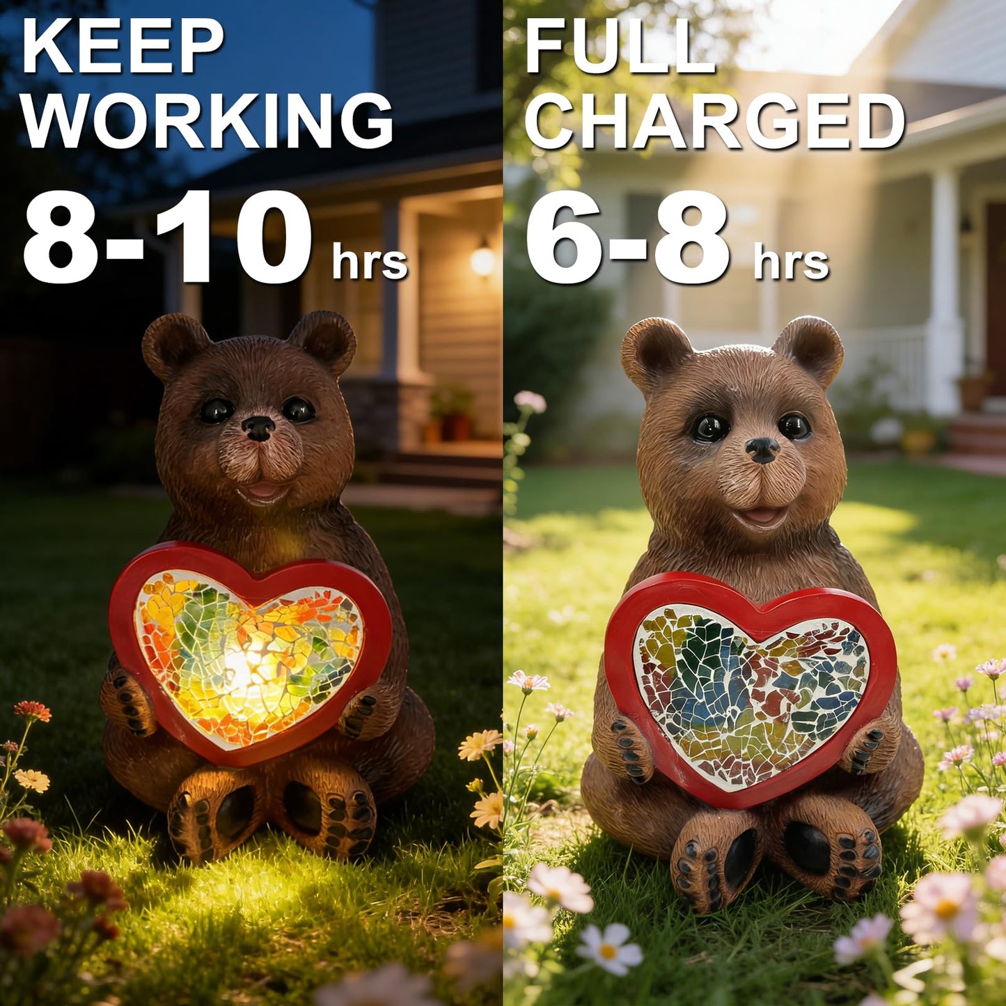 Vasesun Solar Bear Garden Statues Decor for Outdoor, Brown Bear Figurine Lights for Lawn Patio Yard Decoration - Unique Christmas Housewarming Gift for Grandma Wowen Mom