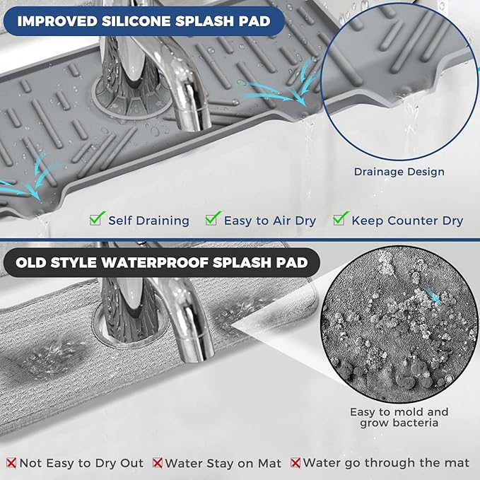 BFONS Silicone Faucet Handle Drip Catcher Drying Tray Mat Dish Soap Sponge