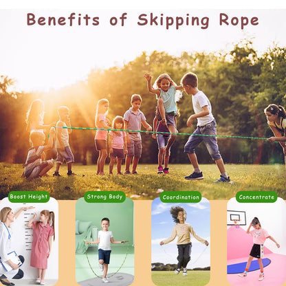 TYSISKNO 2 Pack Jump Rope for Kids Girls and Boys, Soft Beaded Jump Ropes, Adjustable Skipping Rope, Tangle-Free Segmented Rope for Kids and Adults Exercise, Workout and Weight Loss,9.2Ft(Blue&Green)