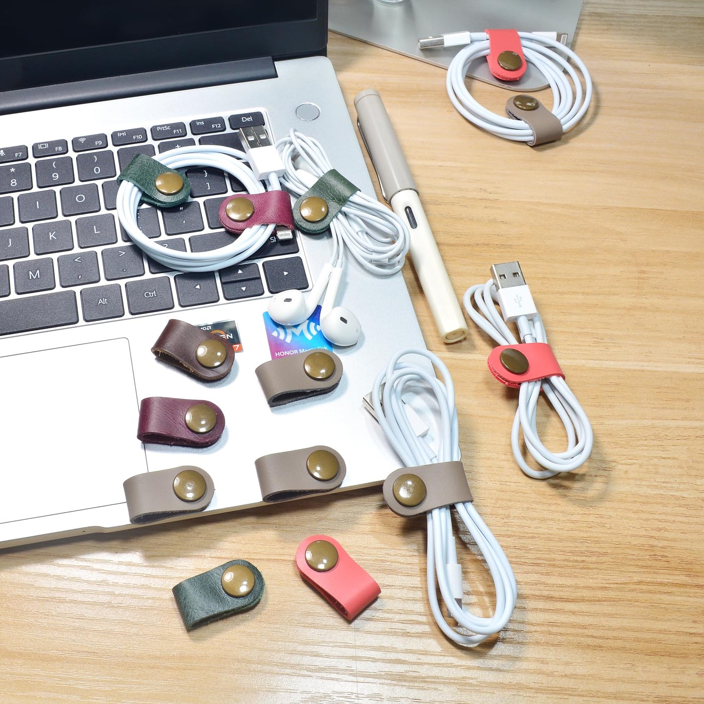 CAILLU Cord Organizer,Cord Keeper,Cable Organizer USB Holder,Cable Management,Cable Straps,Earbud case,wrap Headset Winder,Phone Earphone Clips Ties (gray Cord Organizer)