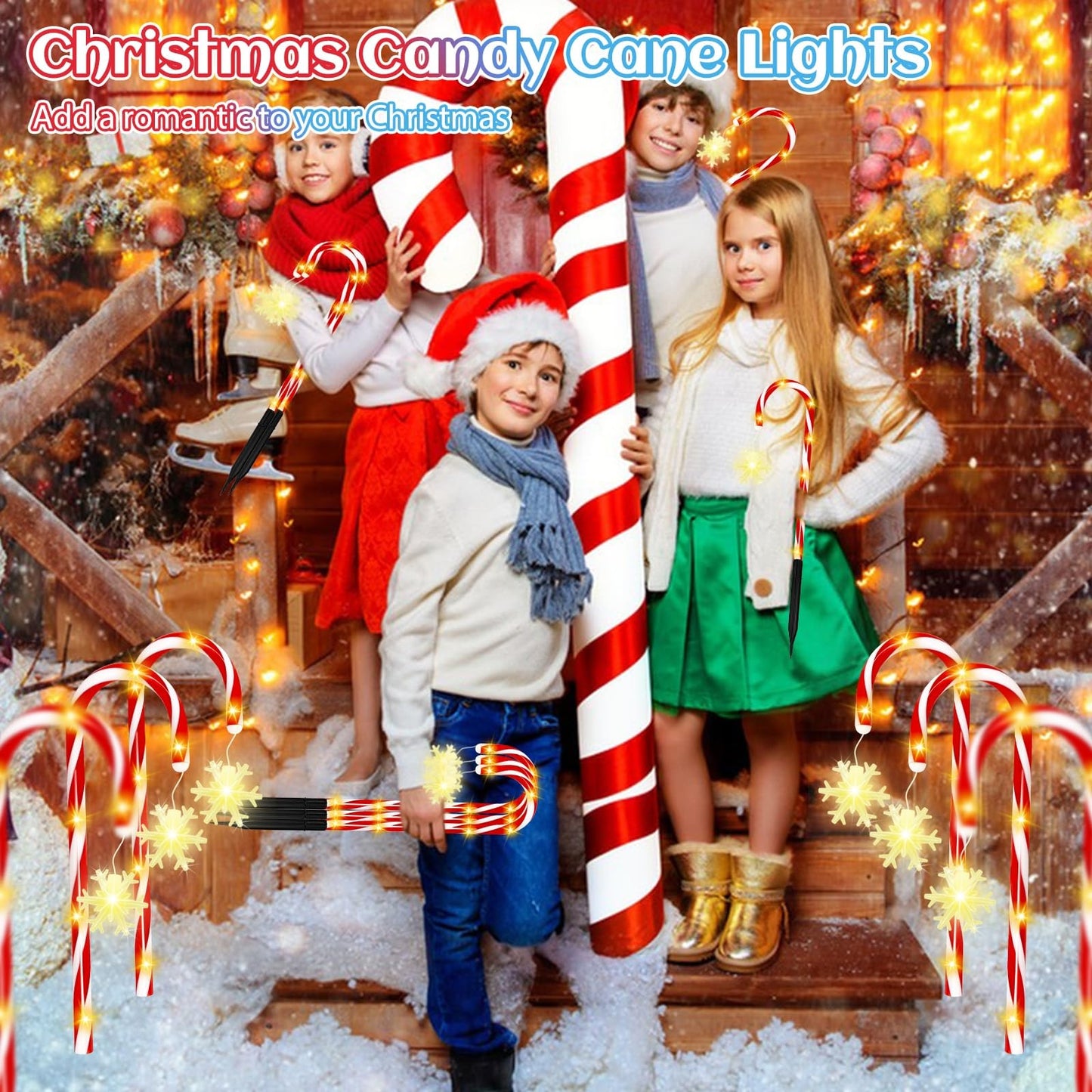 Solar Candy Cane Lights, 12 Pcs Christmas Decorations Outdoor, 8 Modes and Timer, Solar & USB Rechargeable, Waterproof Pathway Lights for Outdoor Christmas Yard Patio Walkway Decor