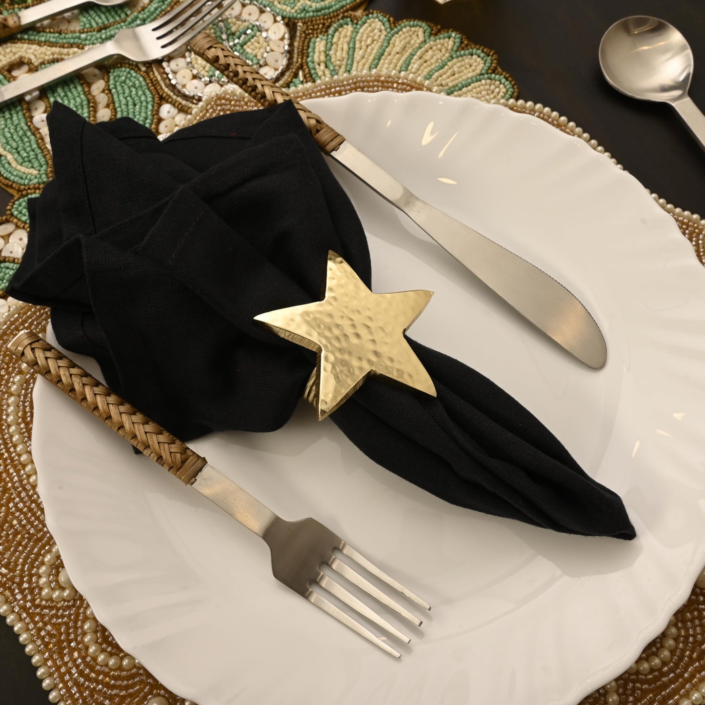 ALPHA Living HOME Napkin Rings Set of 12, Star Napkin Holders, Rustic Napkin Rings, Premium Metal Napkin Ring Bulk for Party Decoration, Dinning Table, Everyday, Family Gatherings (Gold)