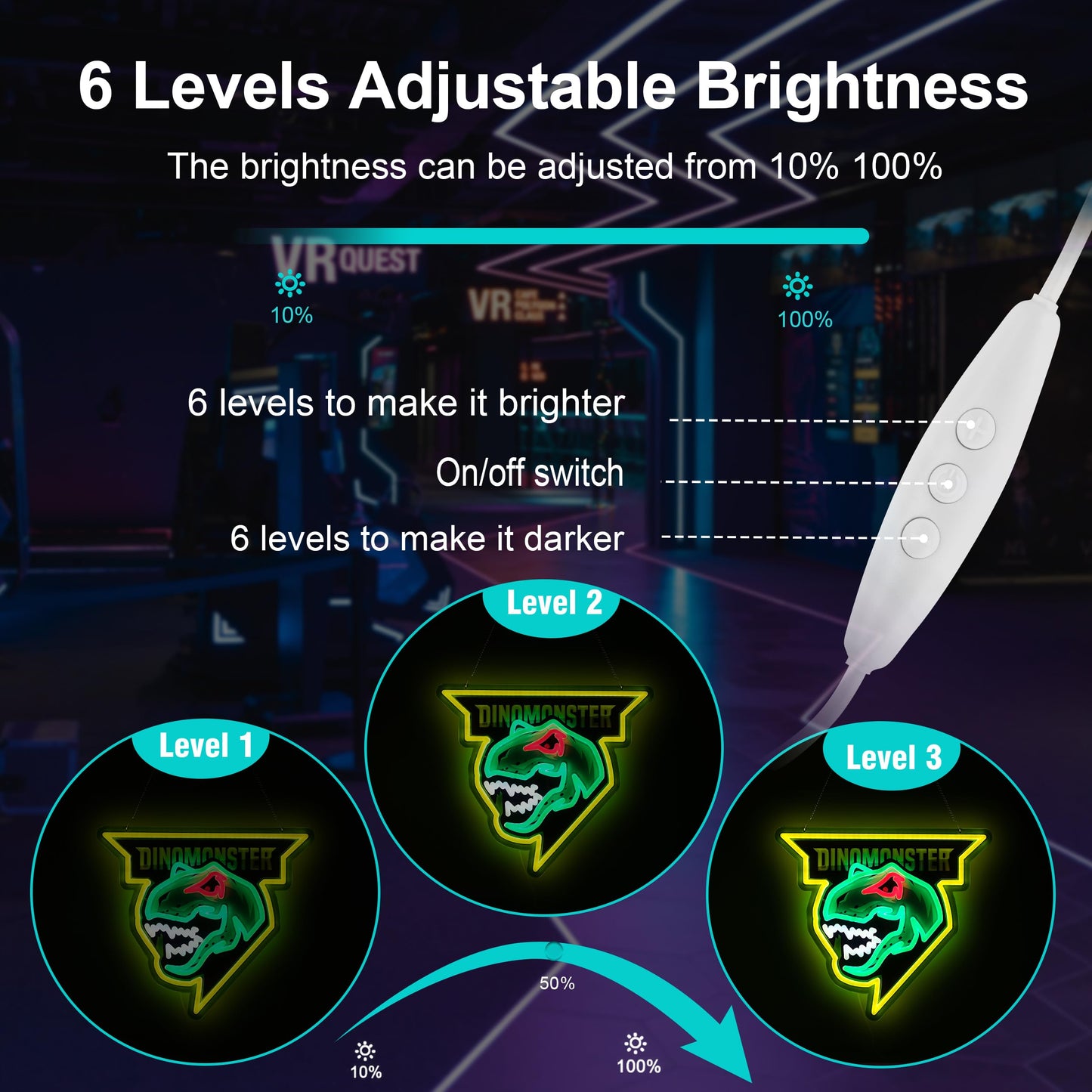 LIUISNEO Dinosaur Neon Sign,Innovative Integral Forming Process,With Dimmable Switch For All Holiday Party and Home Decoration