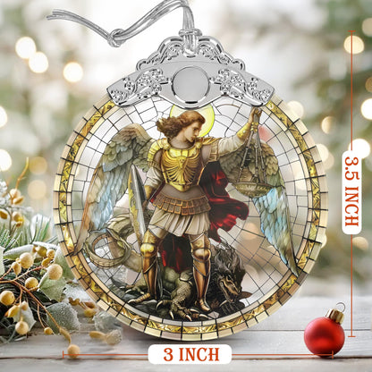 Archangel Michael Christmas Ornaments, 3" Stained Glass Christmas Decor, Christmas Tree Ornaments, Gifts for Men, Unique Gift Idea, Perfect for Holiday Party, Tree, Window, Home Decor