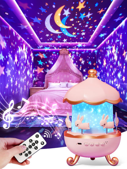 One Fire Baby Night Light Projector, 15 Sound Machine Star Projector for Kids Room,15 Films Star Light Projector 2-9 Year Old Girl Gifts Toys,Brightness Baby Night Lights for Nursery Kawaii Room Decor