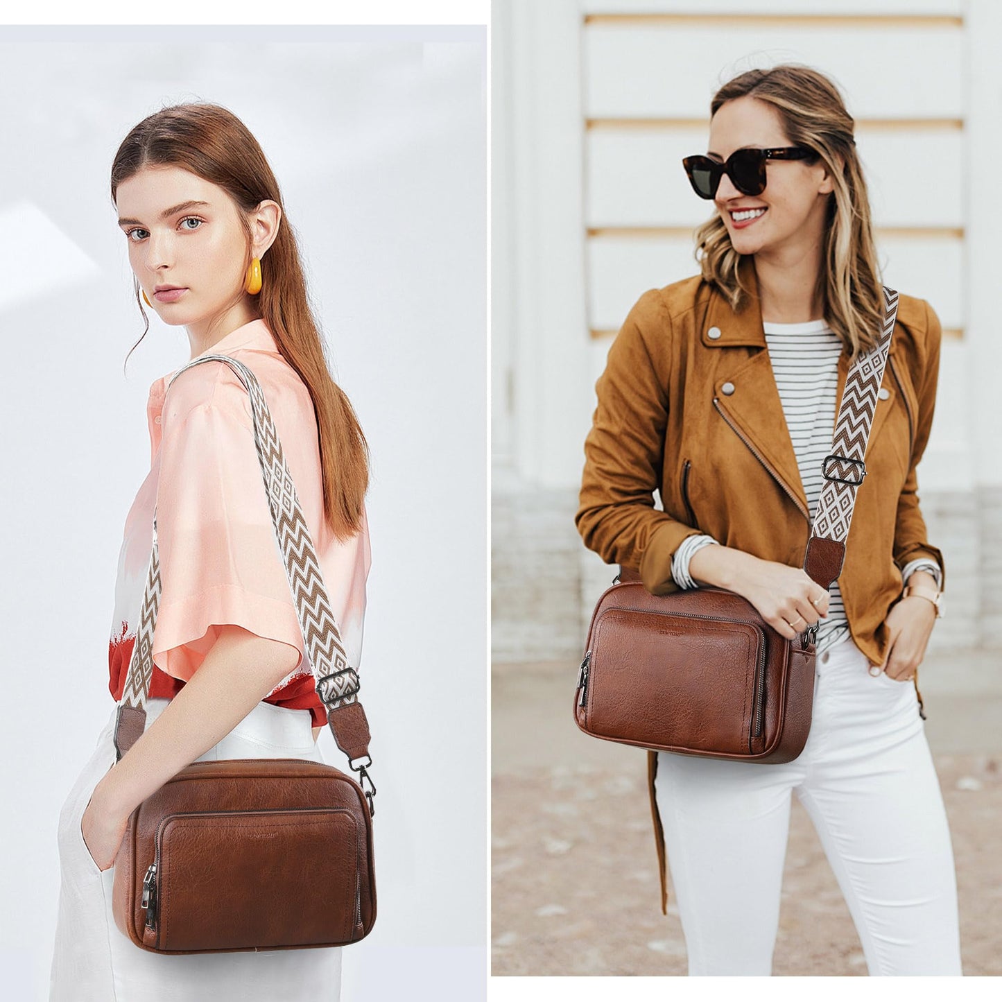TANTOMI Crossbody Bags for Women Trendy, Shoulder Hobo Anti Theft Bags Cross body Handbags Women's Leather Purses with 8 Card Slots (Brown)