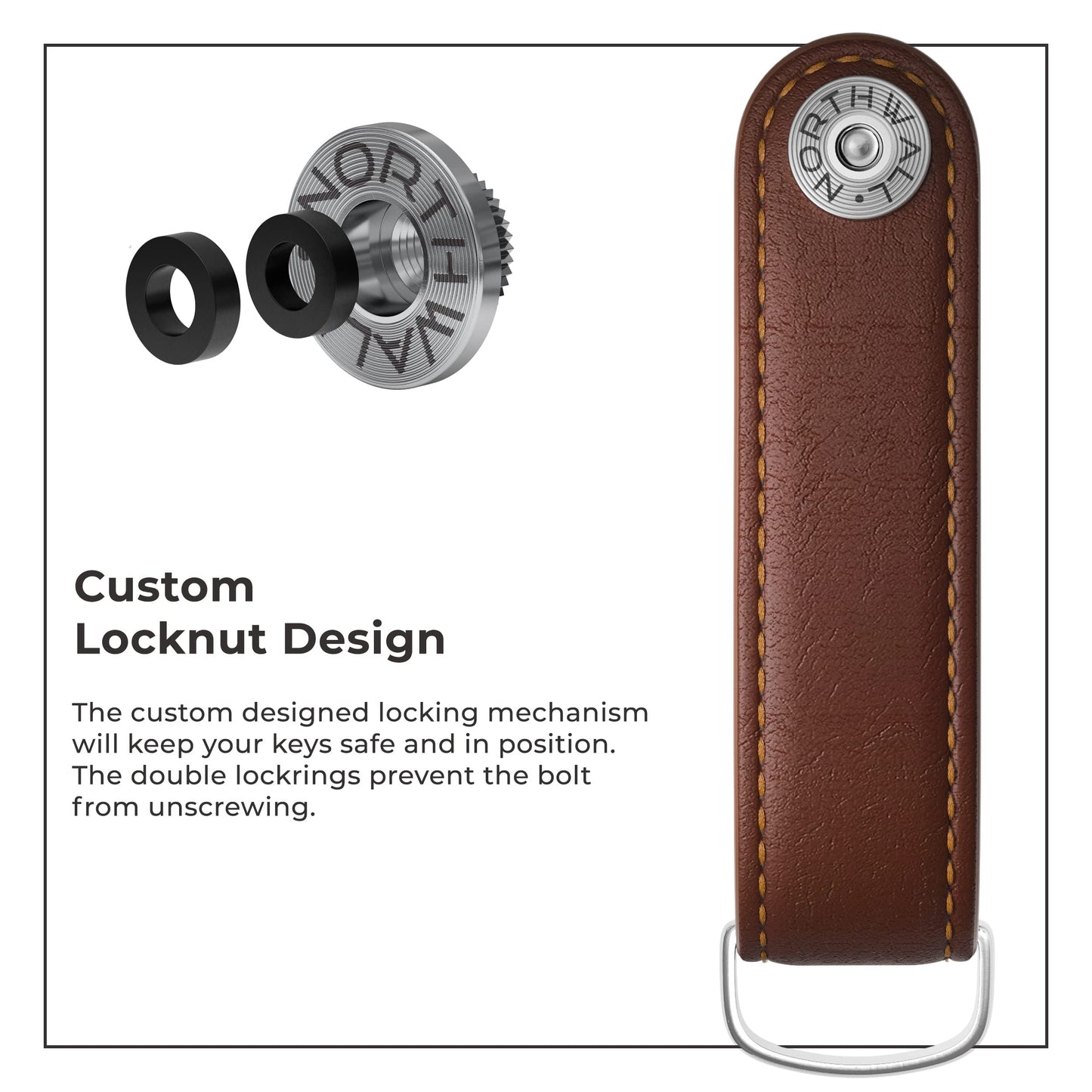 Northwall Leather Key Organizer – Minimalist Pocket Key Holder for Men and Women – Holds Up to 7 Keys with Secure Locking Mechanism– Durable Vegetable Tanned Leather Keychain Accessory Brown