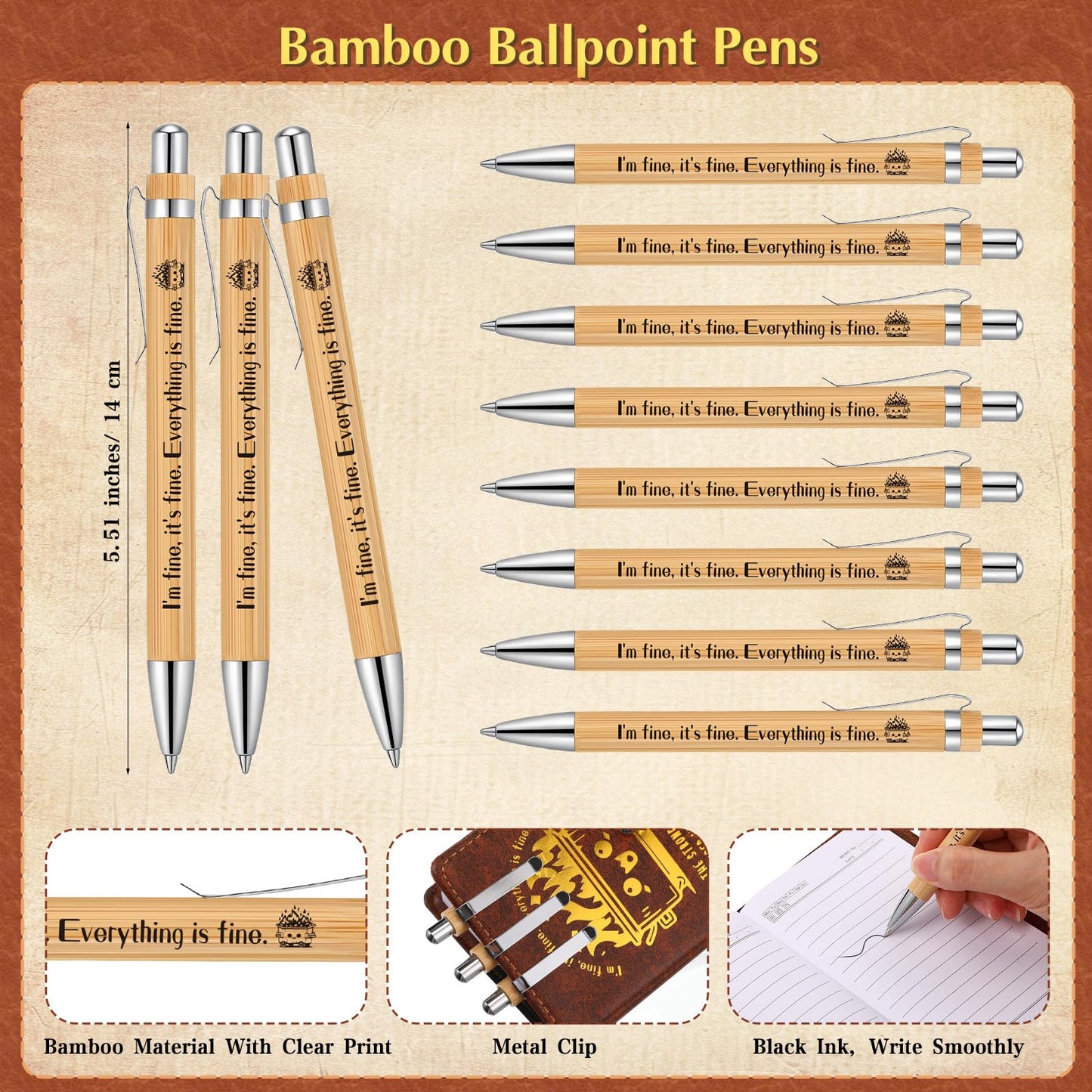 Colarr 10 Sets Dumpster Fire Response Team Leather Notebooks Pens Funny Coworker Office Gifts Employee Appreciation Gifts for Lab Week Graduation Teacher Volunteer Administrative Professional (Brown)