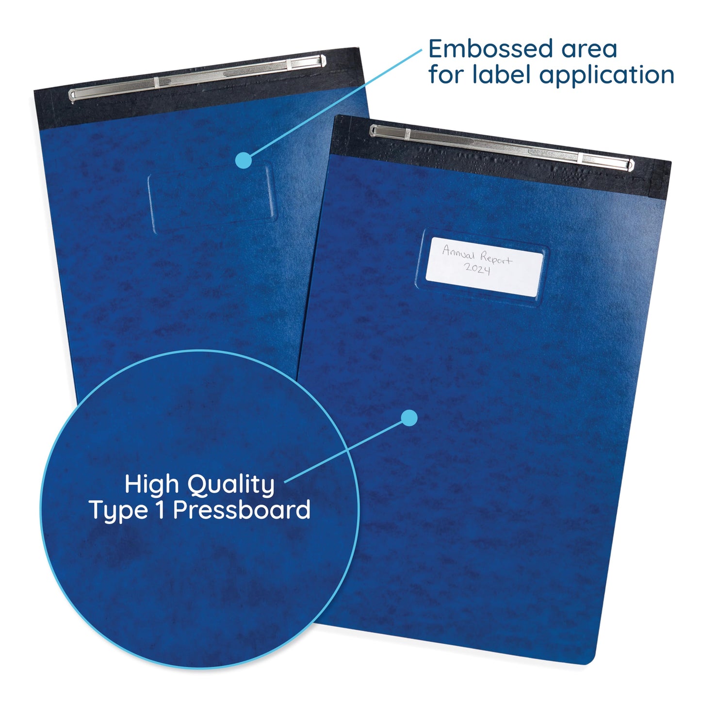 Blue Summit 10 Pressboard Report Covers with Fasteners, 11x17 Folders for Blueprints, 11x17 Binder, 3” Capacity, Navy Blue, 10 Pack