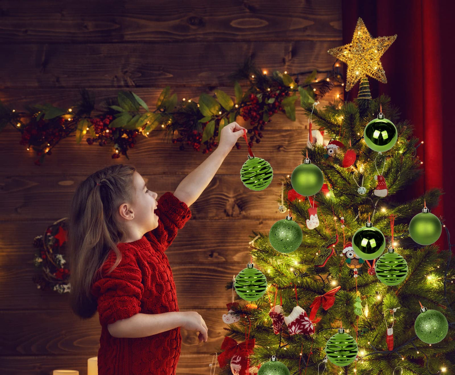 3.15" Green Christmas Ball Ornaments 12Pcs Shatterproof Christmas Tree Decorations Xmas Tree Medium Christmas Ornaments Balls with Hanging Loop for Wedding Holiday Party Wreath Home Decor