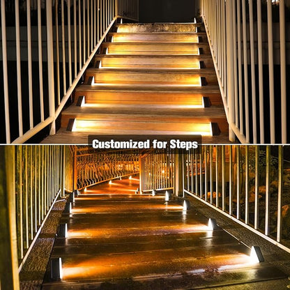VOLISUN Solar Step Lights for Outside, Solar Stair Lights Outdoor Waterproof IP67, LED Outdoor Step Light, 80 Lumen, Deck Light for Outside Step, Front Porch and Patio(Black,16 Pack)