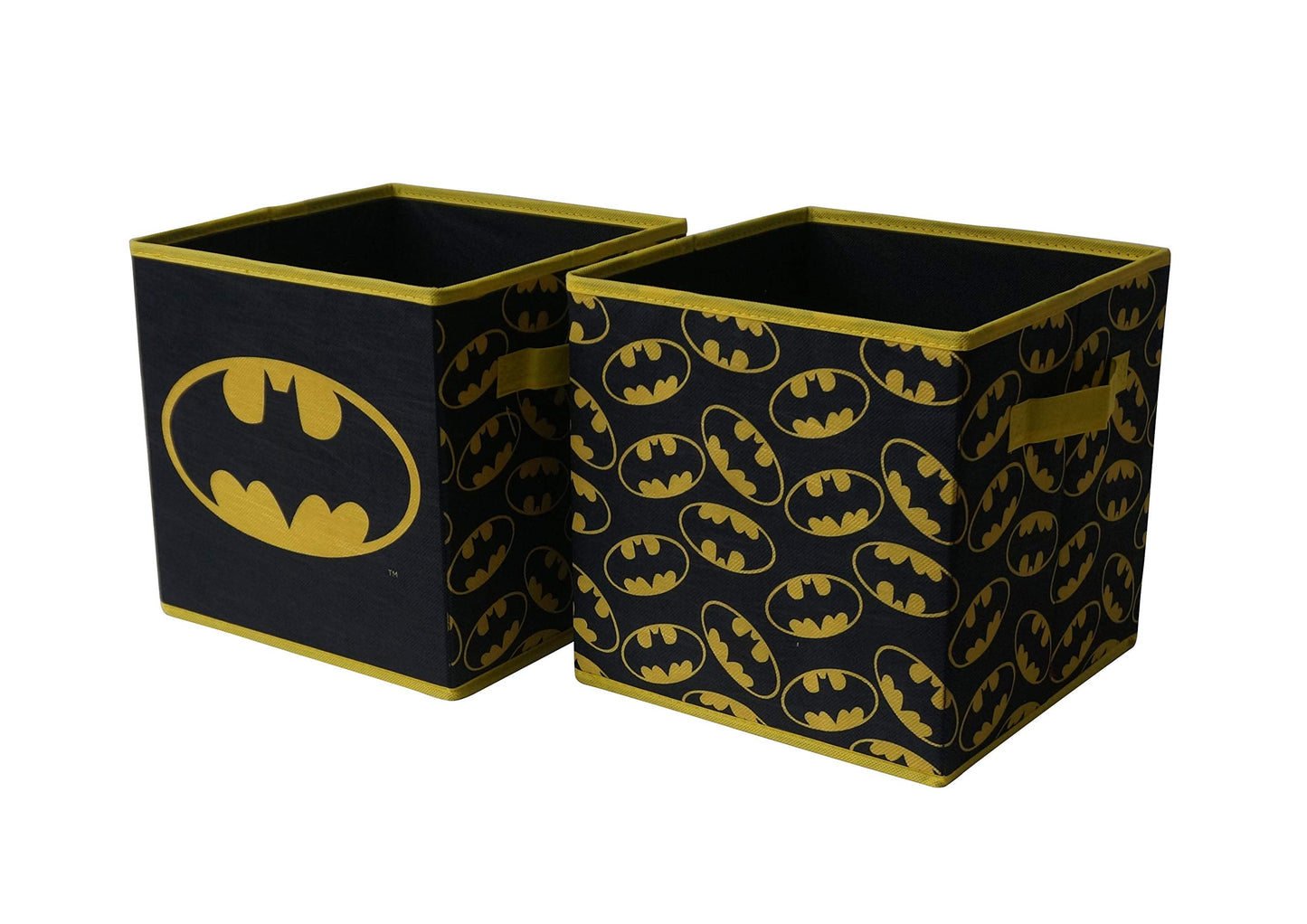Batman Collapsible Storage Cubes – Set of 2 Foldable Fabric Bins for Kids – Organizer Boxes with Iconic Logo – Closet & Toy Storage – Black Superhero Cube Containers